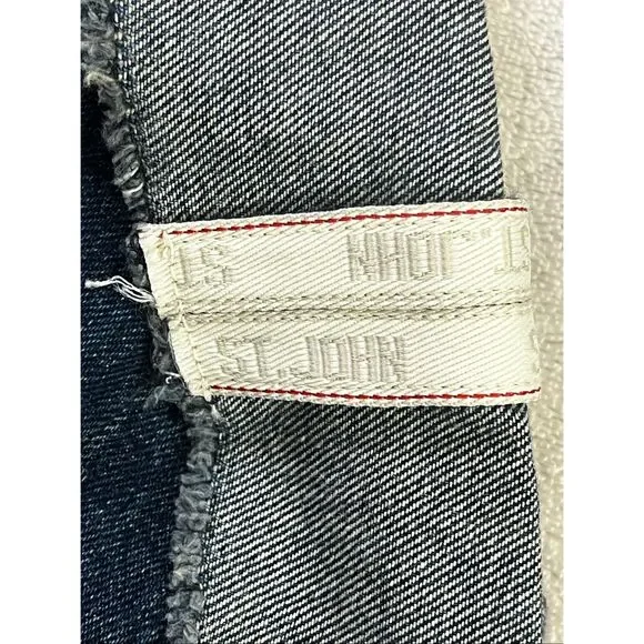 St. John Dark Wash Straight Wide Leg Raw Hem Salvaged Jeans Sz 14